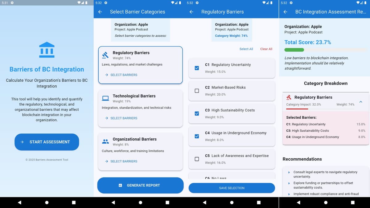 BCBarrierScan: Blockchain Integration Barriers Assessment Tool